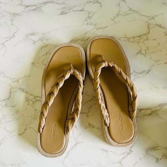 Nita Braided Leather Thong Platform Sandals - Picture 1 of 5